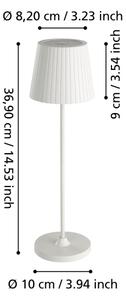 Eglo 75793 - Lampă de masă LED pentru exterior CABOZO, dimabilă, 3,8W/5V, 2000 mAh, IP44, alb