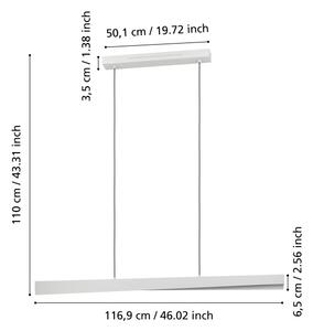 Eglo 901833 - Lustră suspendată pe cablu LED RGBW dimabilă BOLOGNANO-Z LED/19W/230V, gri