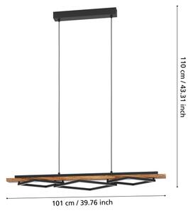 Eglo 901933 - Pendul LED BOYAL, suspendat pe cablu, 2x LED 13W/230V + LED 16W, negru/maro