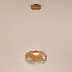 Milagro Lighting Lampă suspendată LED Vaso, de culoare chihlimbar, Ø 18 cm, sticlă, Bej, Camera de zi / sufragerie, Sticlă, Modern