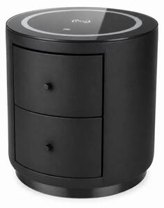 Noptieră inteligentă cu încărcare wireless 15W, iluminare LED 3 culori și 2 sertare de depozitare