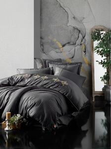 Set lenjerie pat dublu KING, bumbac, negru, 240x260 cm, cu cearceaf pa
