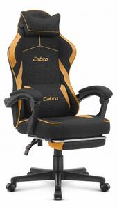 CABRO C502 scaun de gaming din țesătură cu suport pentru picioare, până la 150 kg, negru și portocaliu