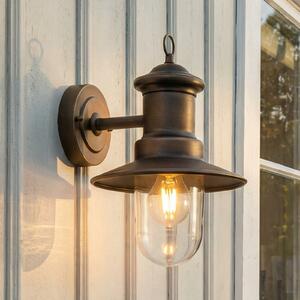 Lindby Aplică de perete Eloretta, alamă antică, oțel, IP44, E27, reglabil, Auriu / Alamă, Metal, Casă de țară / Rustic, Felinar