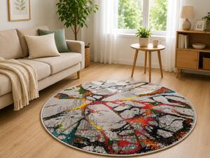 Covor Modern, Kolibri Abstract, 11187, Multicolor, Rotund, 100x100 cm , 2200 gr mp