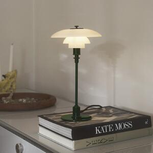 Louis Poulsen Lampa de masă PH 2/1, verde închis, Ø 20 cm, Verde, Camera de zi / sufragerie, Sticlă, Design