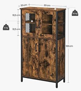 Comoda Model Dior, Maro rustic/Negru, 60x30x108 cm