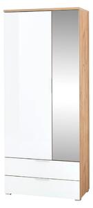 Dulap cu oglindă alb/aspect de lemn de stejar 84x196 cm Telde - Germania