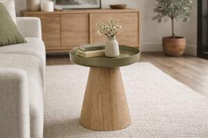 Măsuță de cafea rotundă Tresel 40 cm pentru living - natural / verde