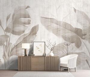 Fototapet Design elegant cu frunze botanice în tonuri neutre, Fototapet natură, Fototapet populare, u00299 - Tapeko.ro