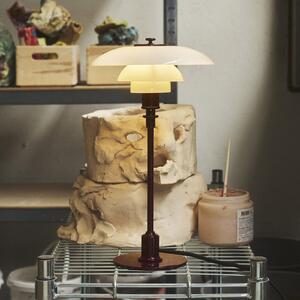 Louis Poulsen Lampa de masă PH 2/1, roșu-vin strălucitor, Ø 20 cm, Roșu, Camera de zi / sufragerie, Sticlă, Design