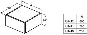 Dulap baie suspendat Ideal Standard Adapto, 50 cm, un sertar, gri pietris Gri pietris