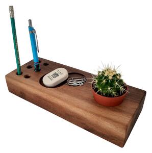 Decoratiune cactus mini 2, suport creioane, lemn, 4 x 8 x 28