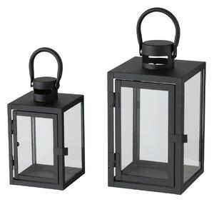 Lantern metalic cu geam din sticla, doua marimi, ARANA