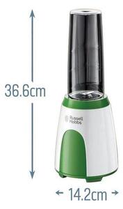 Blender Russell Hobbs Explore Mix & Go Cool 25160-56, 300 W, 600 ml, fără BPA, Otel inoxidabil, Design ergonomic, Alb/verde