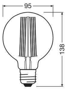 Bec LED dimabil VINTAGE FILAMENT E27/11W/230V 1800K - Osram