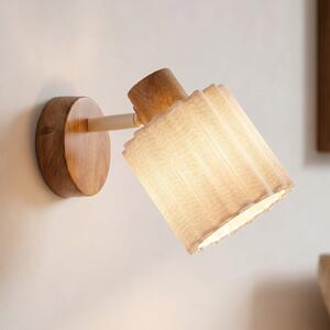 Lindby Lampa de perete Shiloh, natur/bej, lemn/in, E14, reglabil, Lemn, Camera de zi / sufragerie, Țesătură / Textil, Modern
