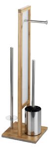 Perie WC cu suport hartie igienica RIVALTA, 3in1, Bambus, 70x23x18 cm, WENKO