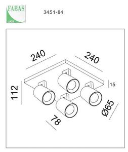 Fabas Luce Spot Modo, 4 lumini, alb, inele decorative, GU10, aluminiu, Alb, Hol, Aluminiu, Modern