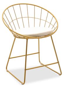 Scaun Bucatarie/Dining Metalic Spow Auriu Sezut Tapitat Alb
