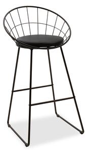 Scaun Bar Spow Cadru Metalic Negru Tapiterie Piele Ecologica Neagra