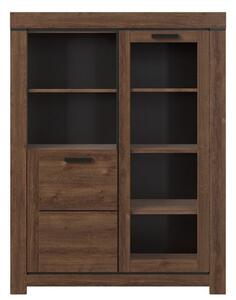 Vitrina BRASS, stejar maro, PAL, cu 2 usi, 112,5x40x147 cm