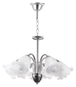 Lustra Lylian Moderna Alb si Crom 5xE27 60W pentru Living, Corp Iluminat Metalic Premium 5.3x4.9x5.8 cm, Design Elegant si Lumina Uniforma Acasa