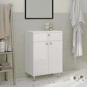 Corp haaus Zaria, 1 Sertar, 2 Usi, Alb lucios/Alb, MDF, L 60 x l 35 x H 85 cm