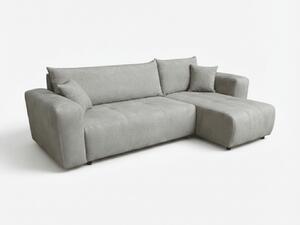 Canapea colt extensibila SORELA gri deschis, cu colt bilateral + 2 perne CADOU