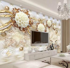 Fototapet Design floral elegant pe textură luxoasă, Fototapet flori 3D, Fototapet populare, u12847 - Tapeko.ro