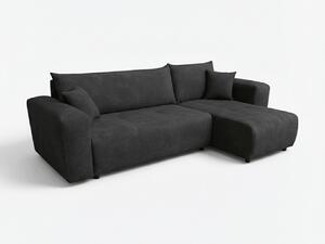 Canapea colt extensibila SORELA negru, cu colt bilateral + 2 perne CADOU