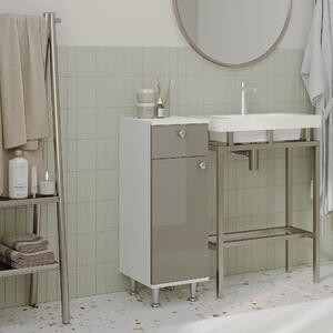 Corp haaus Zaria, 1 Sertar, 1 Usa, Gri Lucios/Alb, MDF, L 30 x l 35 x H 85 cm