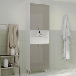 Soldat haaus Zaria, 4 Usi, Gri Lucios/Alb, MDF, L 60 x l 27 x H 190 cm