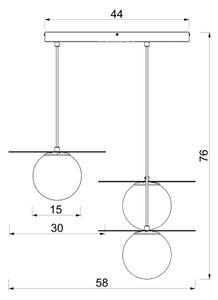 Lustră cu cablu FLAT, 3xE27, 15W, 230V, auriu