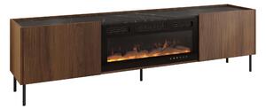 Comodă TV Comfivo Belviro II, Marmură neagră, Nuc, PAL laminat, 55x200x37cm, 41.5 kg