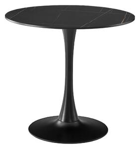 Masa 2HOME still Tulip rotunda, Marble Negru, picior fix, 70*70cm