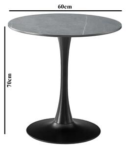 Masa 2HOME stil Tulip rotunda, Gri, picior fix, 60*70cm