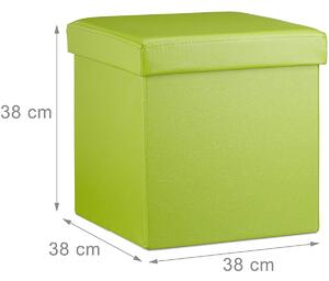 Taburet cu spatiu depozitare, Pliabil, Verde, 38 x 38 x 38 cm