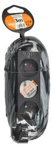Cablu prelungitor 3Z - 3m, negru