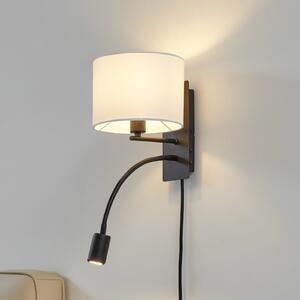 Aplică de perete Lindby Florens, negru, lampă de citit cu LED, 23,5 cm