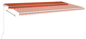 Copertină automată senzor vânt & LED, portocaliu/maro, 6x3 m