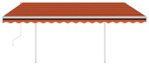 Copertină automată cu senzor vânt&LED, portocaliu&maro, 4x3 m