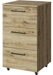 Comoda DOORSET, stejar navarra, PAL, 3 sertare, 72.5x40.2x37 cm