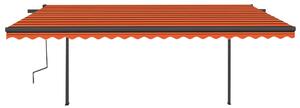 Copertină retractabilă manual, stâlpi, portocaliu/maro 5x3,5 cm
