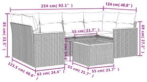 Set canapele de grădină, 7 piese, cu perne, gri, poliratan
