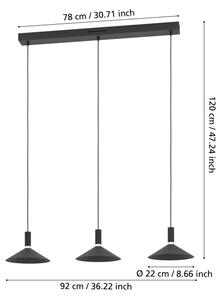 Eglo 902184 - Pendul suspendat pe cablu LED RGBW cu dimmer CONOMAVILLA-Z, 3xLED/7,5W/230V, negru
