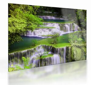 Tablou pe sticlă - Cascada Huay Mae Khamin, Kanchanaburi, Thailanda (70x50 cm)