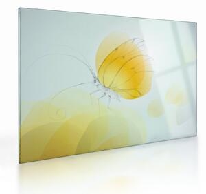 Tablou pe sticlă - Fluturele galben (70x50 cm)