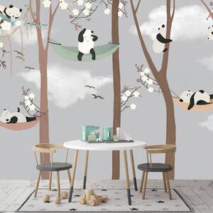 Fototapet Pandas în hamacuri în copaci, Fototapet copii, Fototapet populare, u25523 - Tapeko.ro