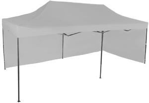 Pavilion de grădină 3x6m – din oțel, 2 pereţi laterali, Gri / antracit